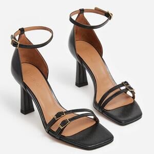 Flattered Ruby Leather Heels Sandals Heels Lizzard Ankle Strap Buckles 36 US 6